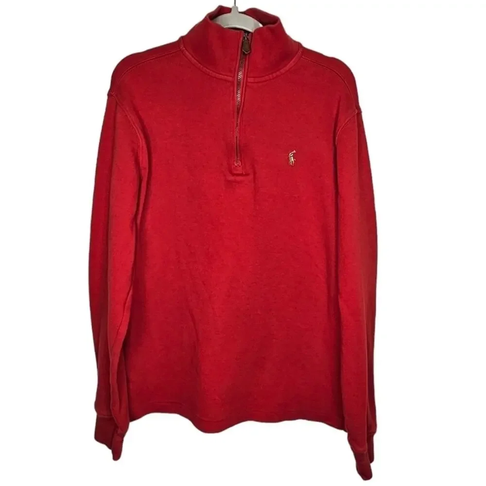 Polo Ralph Lauren 3/4 Zip Collared Long Sleeve Polo Shirt Large 14-16 Boys
